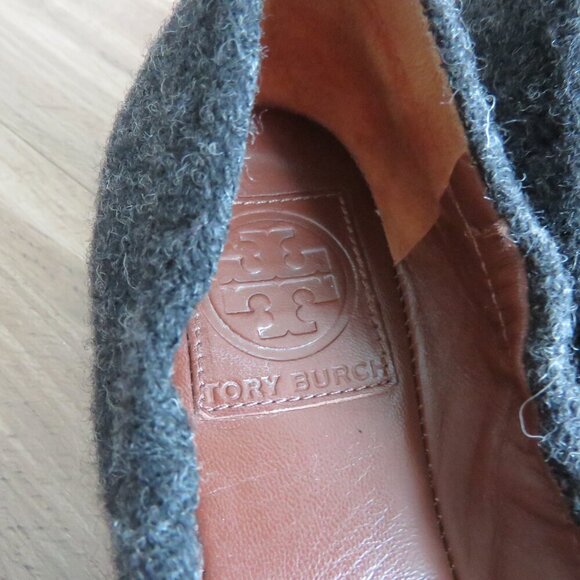 TORY BURCH Ambrose Sienna Flannel Wool Cap Toe Flats Shoes Officecore Academia - Picture 8 of 14